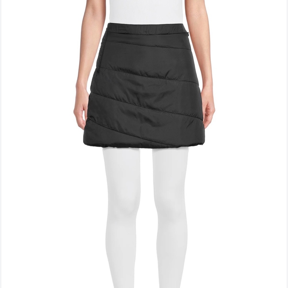 Swiss Tech Black Quilted A-Line Mini Skirt